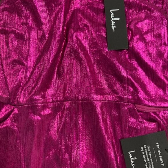 NWT Lulus Stay Sassy Metallic Magenta Cutout Bodycon Mini Dress (size S) - Picture 7 of 10